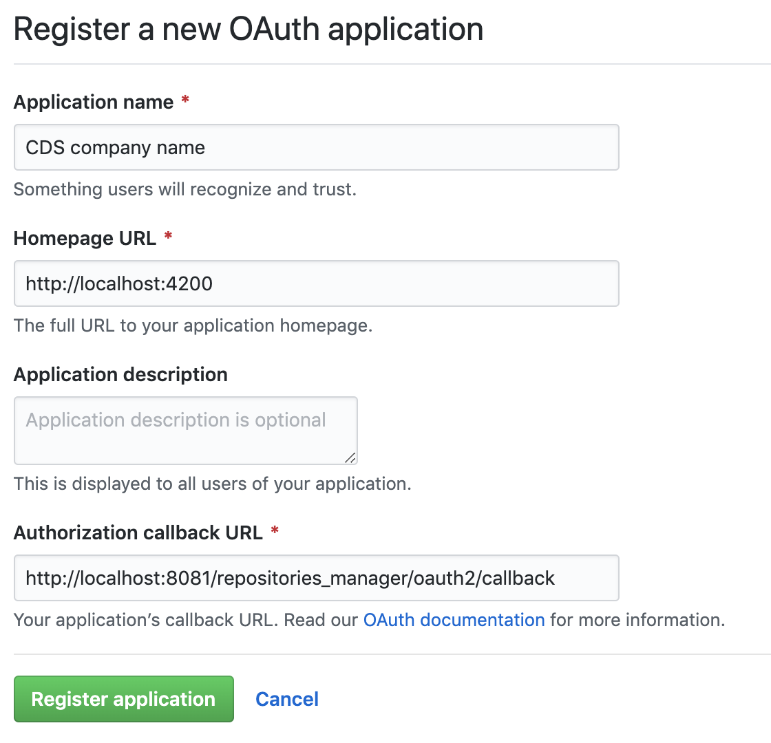 Integration GitHub New OAuth App