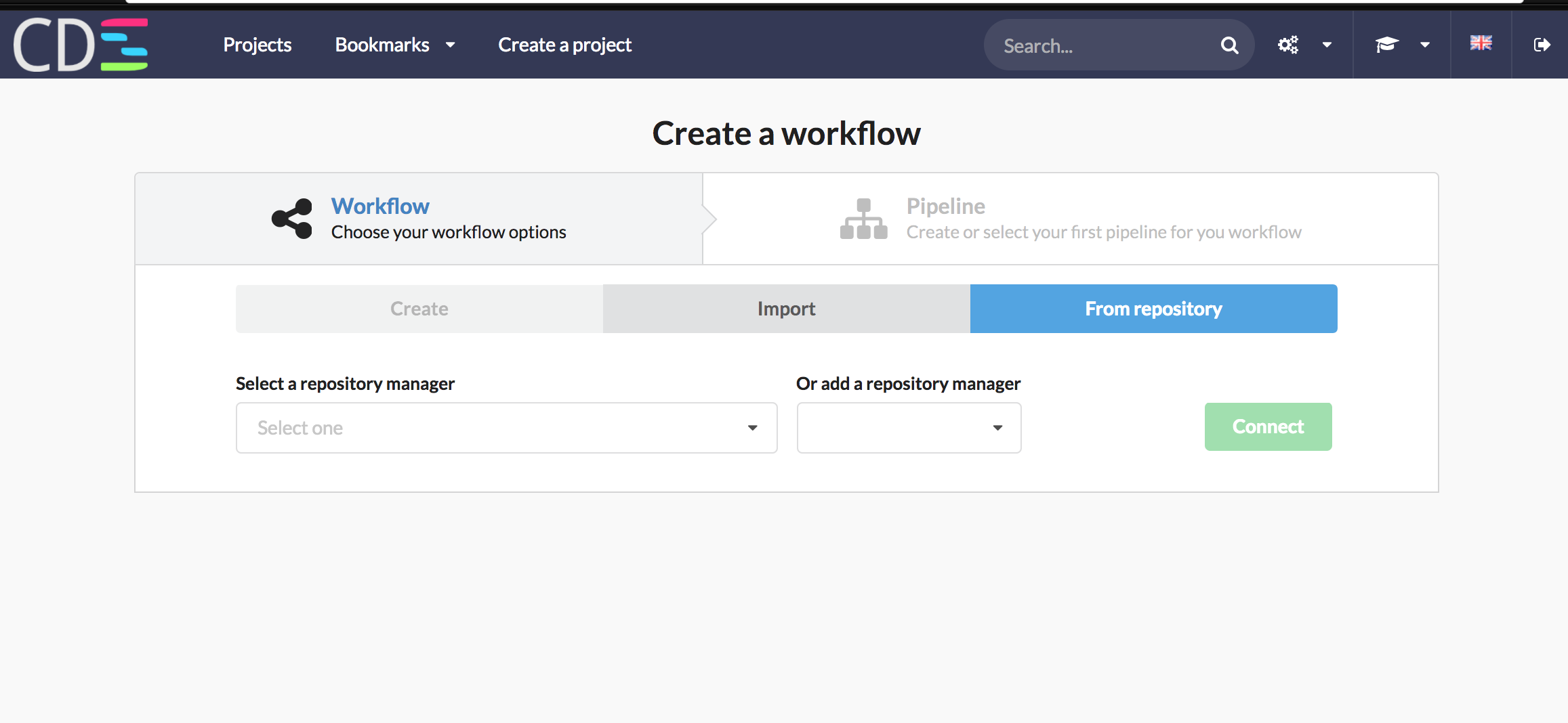Choose a repo manager - create workflow